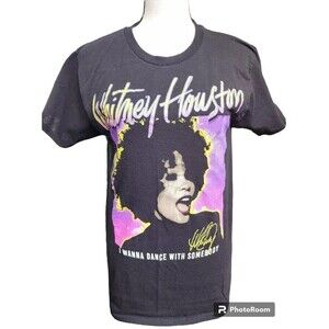 Whitney Houston Black T-Shirt Size Small I WANNA DANCE WITH SOMEBODY